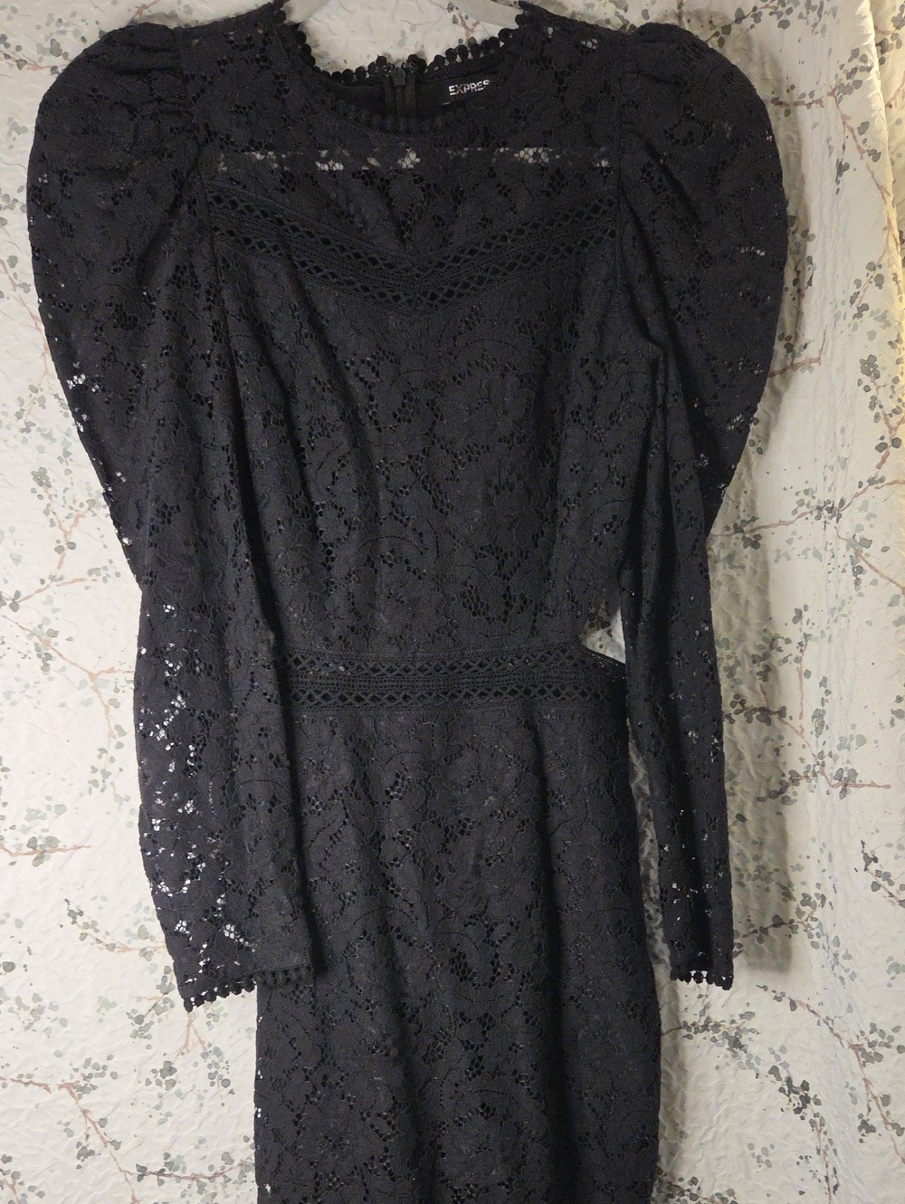Express Black Long Sleeve Lace Dress